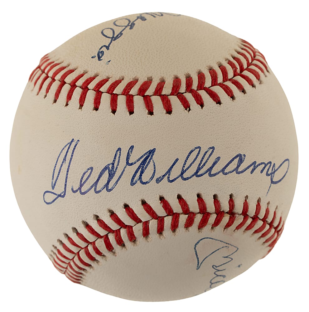 Joe DiMaggio, Mickey Mantle, and Ted Williams Signed Baseball - PSA/DNA