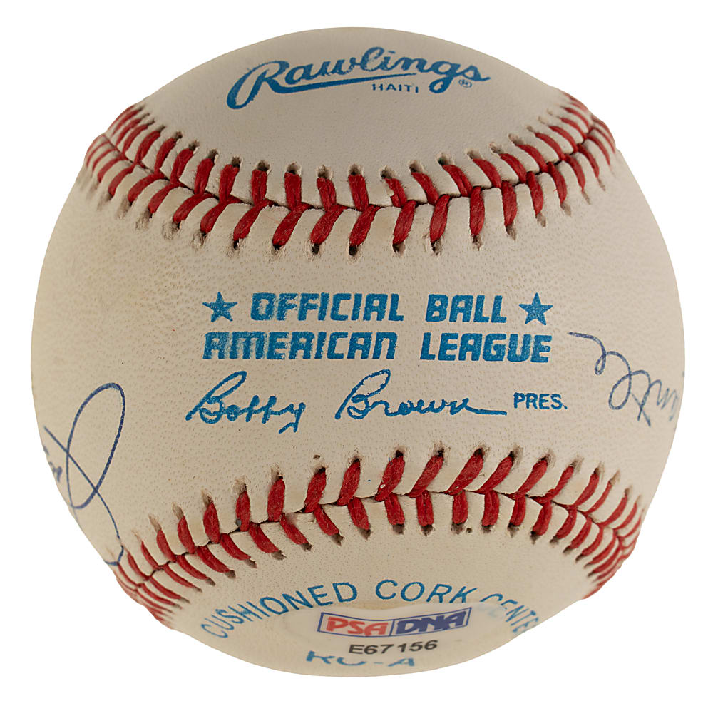 Joe DiMaggio, Mickey Mantle, and Ted Williams Signed Baseball - PSA/DNA
