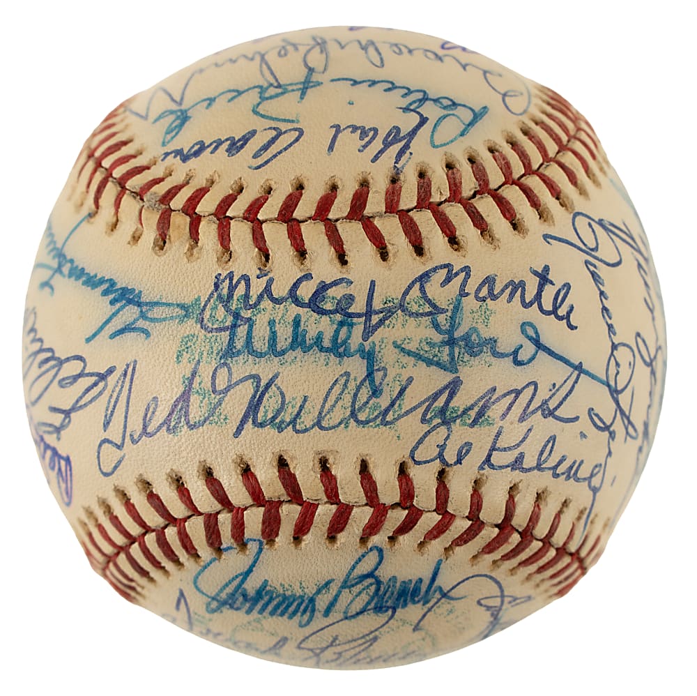Hall of Fame and Stars Multi-Signed Baseball with Mantle, Williams, Seaver, and Aaron - JSA