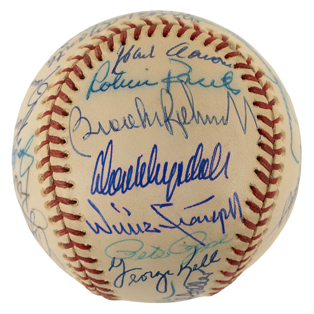 Hall of Fame and Stars Multi-Signed Baseball with Mantle, Williams, Seaver, and Aaron - JSA