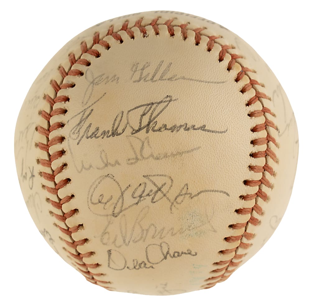 Circa 1970s Hall of Fame and Stars Multi-Signed Baseball with Joe DiMaggio and Willie Mays on Sweet Spot - JSA