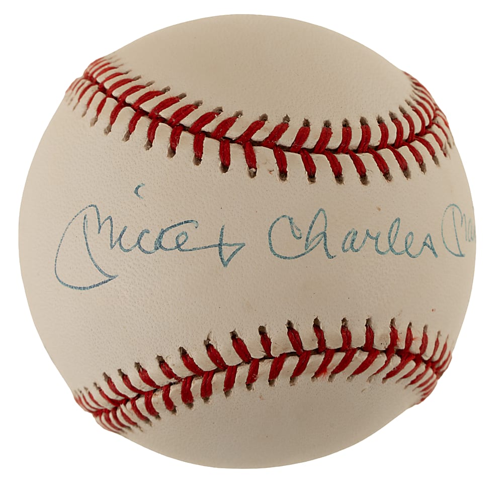 "Mickey Charles Mantle" Full-Name Single-Signed Baseball - Beckett and PSA/DNA
