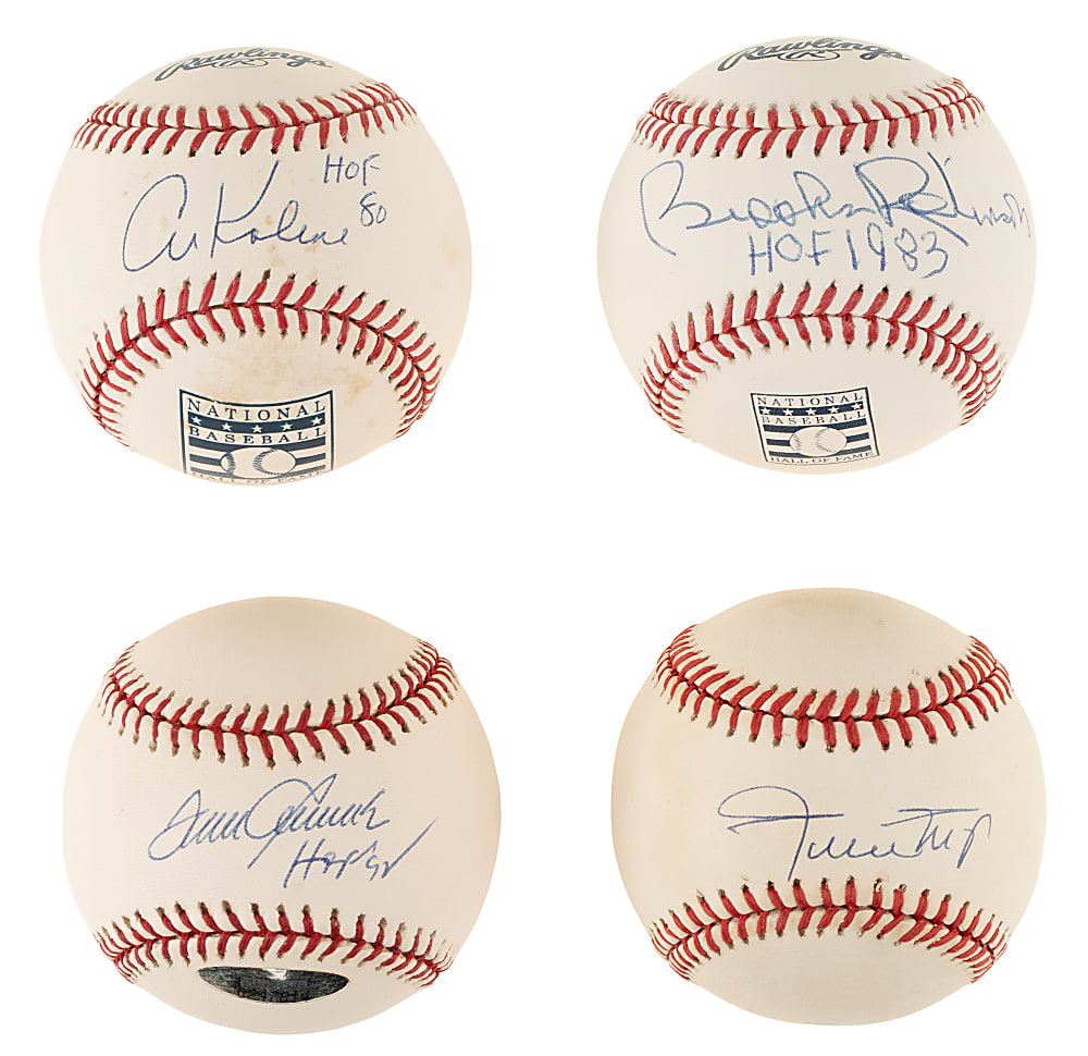 Hall of Fame Single-Signed Baseball Collection (28) Including Mays, Seaver, and Kaline - Most with HOF Inscriptions