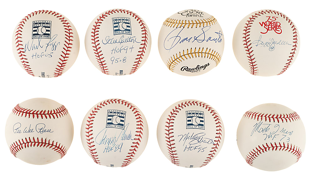 Hall of Fame Single-Signed Baseball Collection (28) Including Mays, Seaver, and Kaline - Most with HOF Inscriptions
