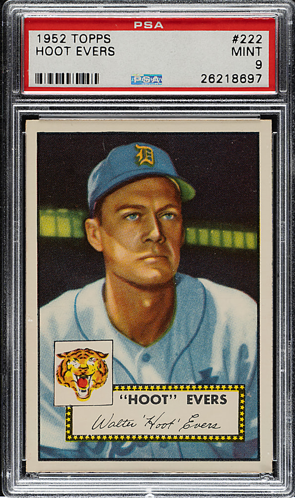 1952 Topps #222 Hoot Evers PSA MINT 9 - Highest Graded!