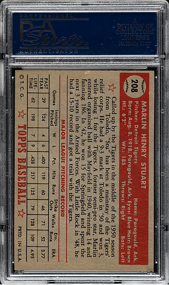 1952 Topps #208 Marlin Stuart PSA NM-MT 8