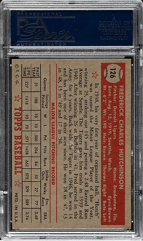 1952 Topps #126 Fred Hutchinson PSA NM-MT 8