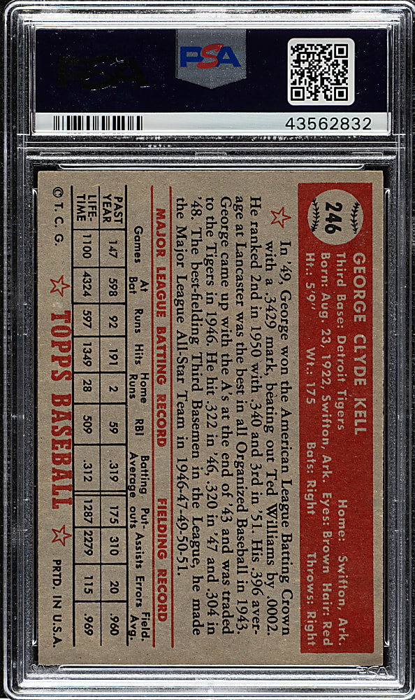 1952 Topps #246 George Kell PSA NM-MT 8