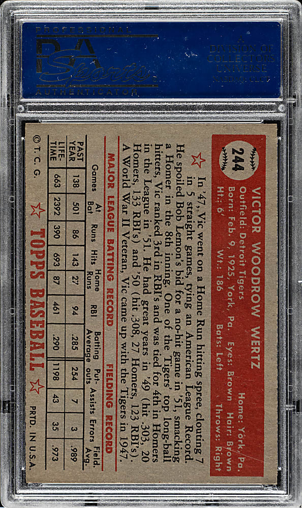 1952 Topps #244 Vic Wertz PSA NM-MT 8