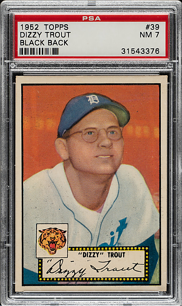 1952 Topps #39 Dizzy Trout Black Back PSA NM 7
