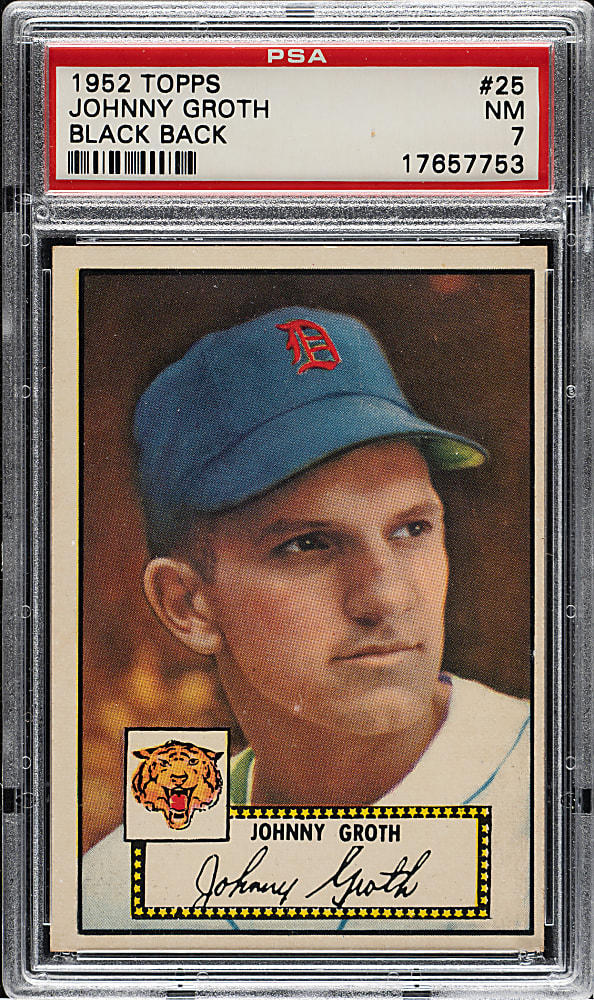 1952 Topps #25 Johnny Groth Black Back PSA NM 7
