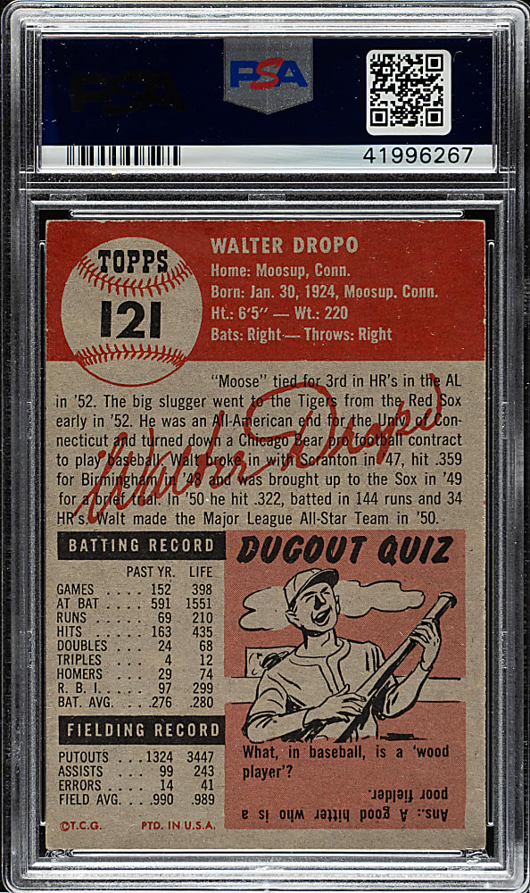 1953 Topps #121 Walt Dropo PSA NM-MT 8