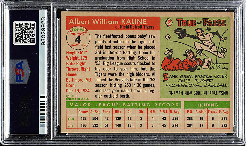 1955 Topps #4 Al Kaline PSA NM-MT+ 8.5