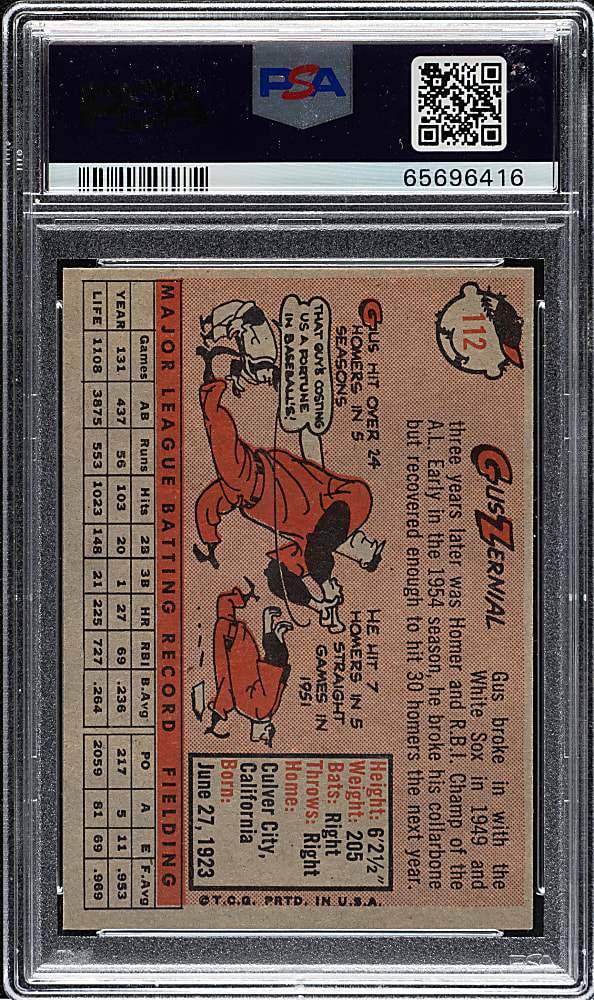 1958 Topps #112 Gus Zernial PSA MINT 9
