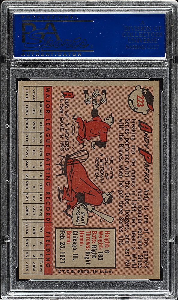 1958 Topps #223 Andy Pafko PSA MINT 9 - Highest Graded!