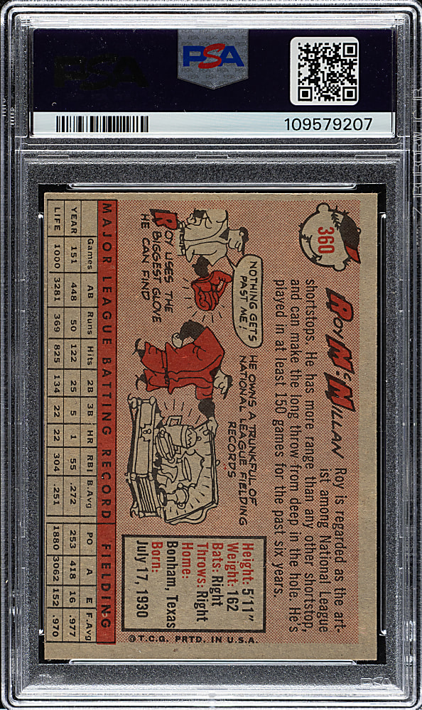 1958 Topps #360 Roy McMillan PSA MINT 9
