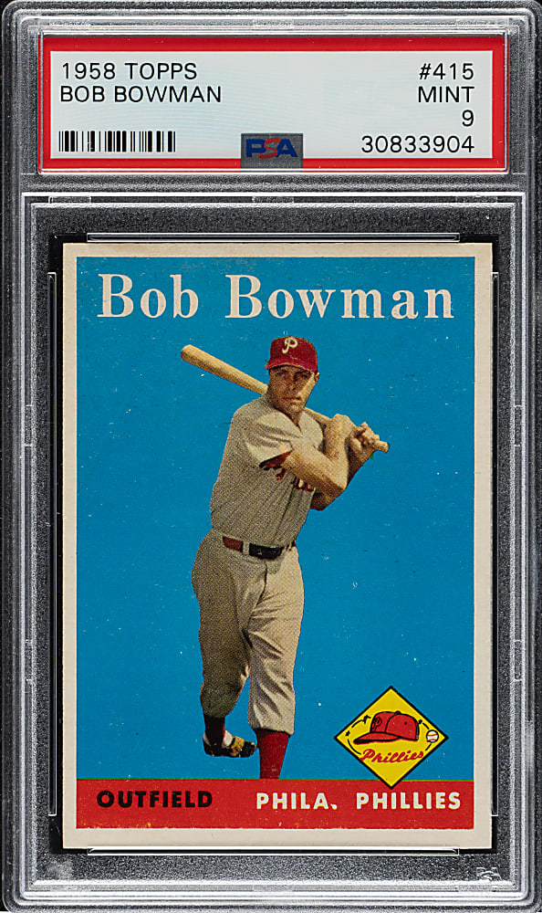 1958 Topps #415 Bob Bowman PSA MINT 9 - Highest Graded!