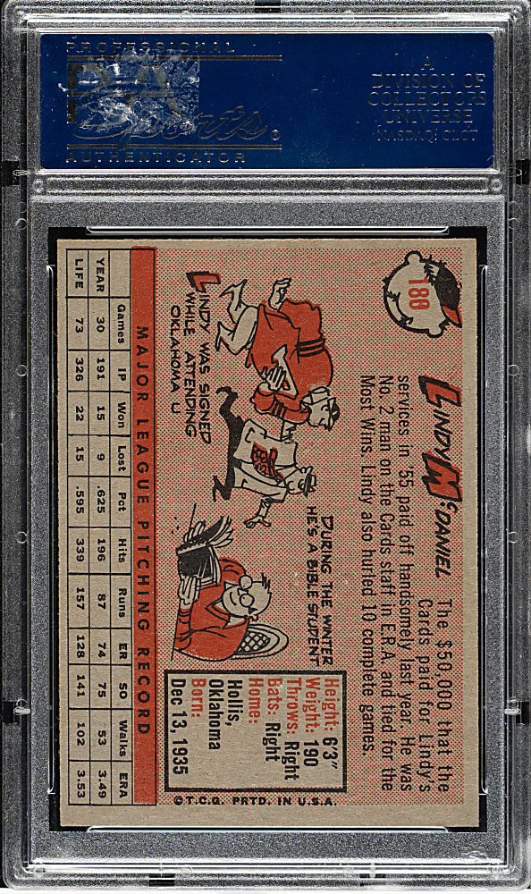 1958 Topps #180 Lindy McDaniel PSA MINT 9