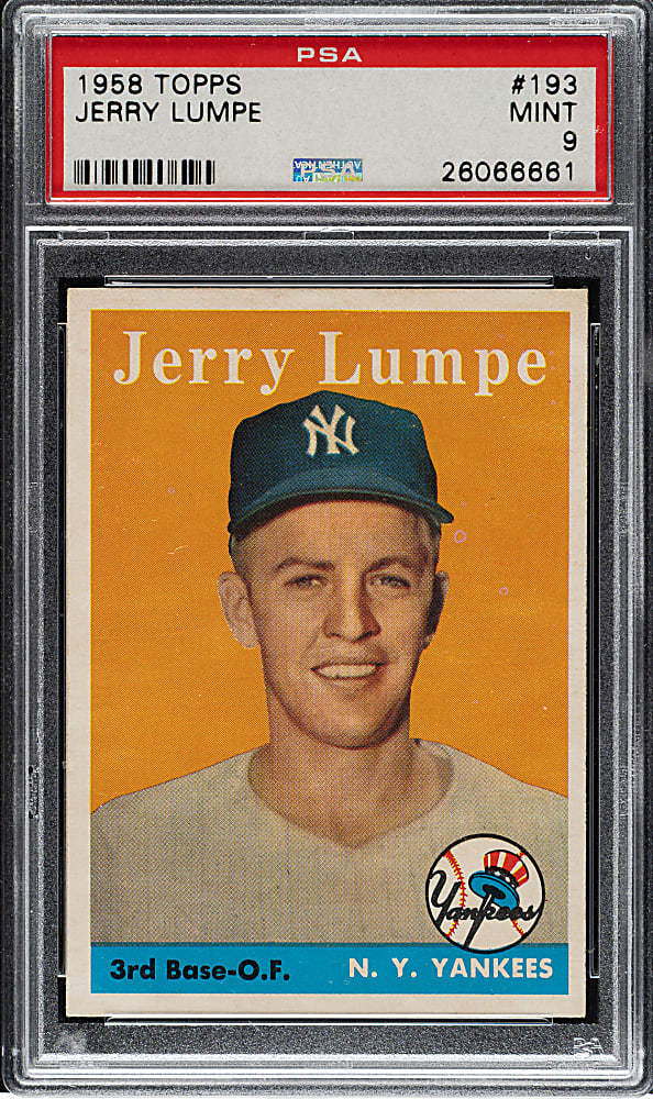 1958 Topps #193 Jerry Lumpe PSA MINT 9 - Highest Graded!