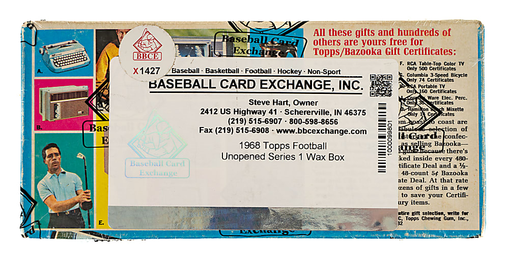 1968 Topps Football First Series Unopened Wax Box (24 Packs) - BBCE