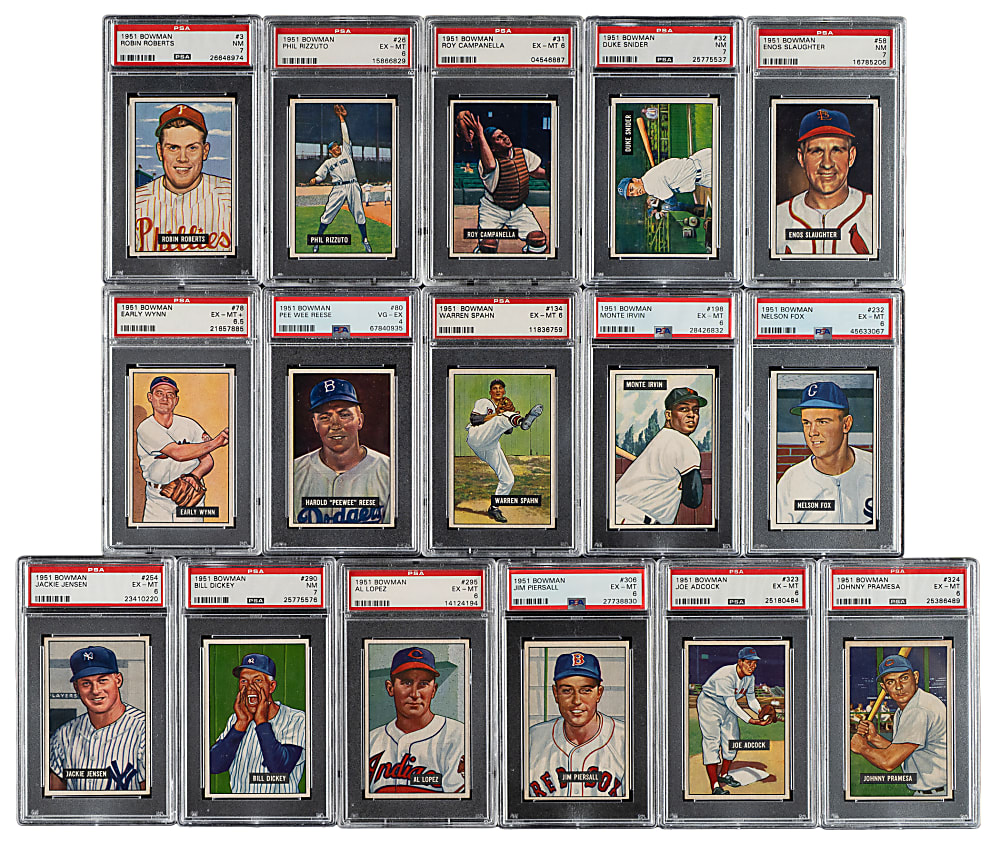 1951 Bowman Near-Complete Set (319/324) Including 95 PSA- and SGC-Graded Cards