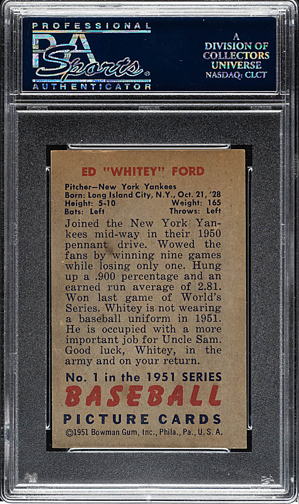 1951 Bowman #1 Whitey Ford Rookie PSA EX-MT 6