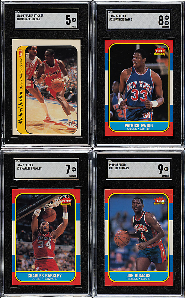 High-Grade 1986-1987 Fleer Basketball Near-Complete Set (131/132) Plus Complete Sticker Set (11)