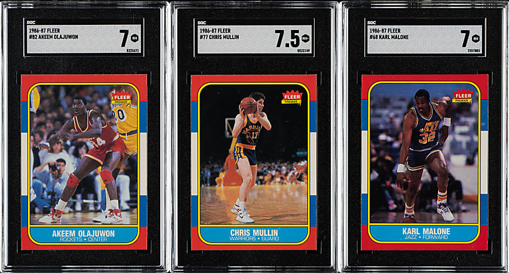 High-Grade 1986-1987 Fleer Basketball Near-Complete Set (131/132) Plus Complete Sticker Set (11)