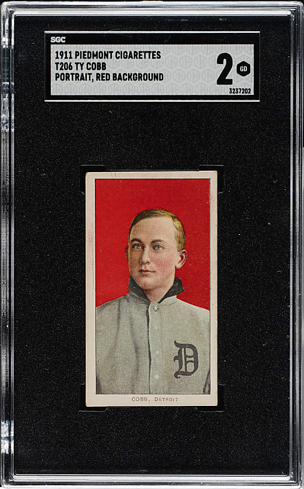 1909-1911 T206 White Border Ty Cobb Portrait Red Background SGC GOOD 2