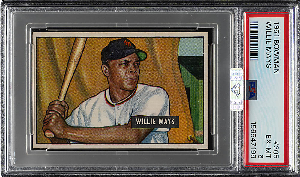1951 Bowman #305 Willie Mays Rookie PSA EX-MT 6 (MBA Silver Diamond)