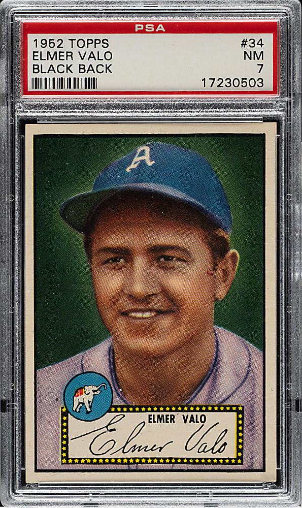1952 Topps #34 Elmer Valo Black Back PSA NM 7