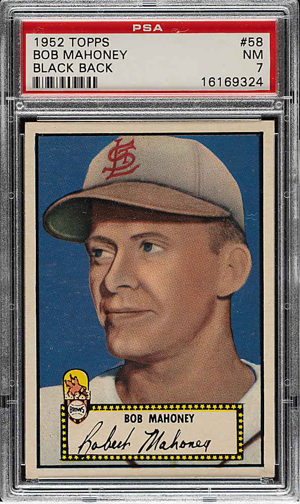 1952 Topps #58 Bob Mahoney Black Back PSA NM 7