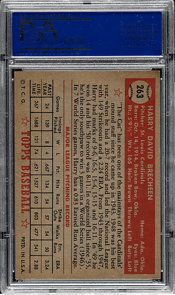 1952 Topps #263 Harry Brecheen PSA NM 7