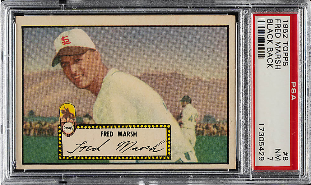 1952 Topps #8 Fred Marsh Black Back PSA NM 7