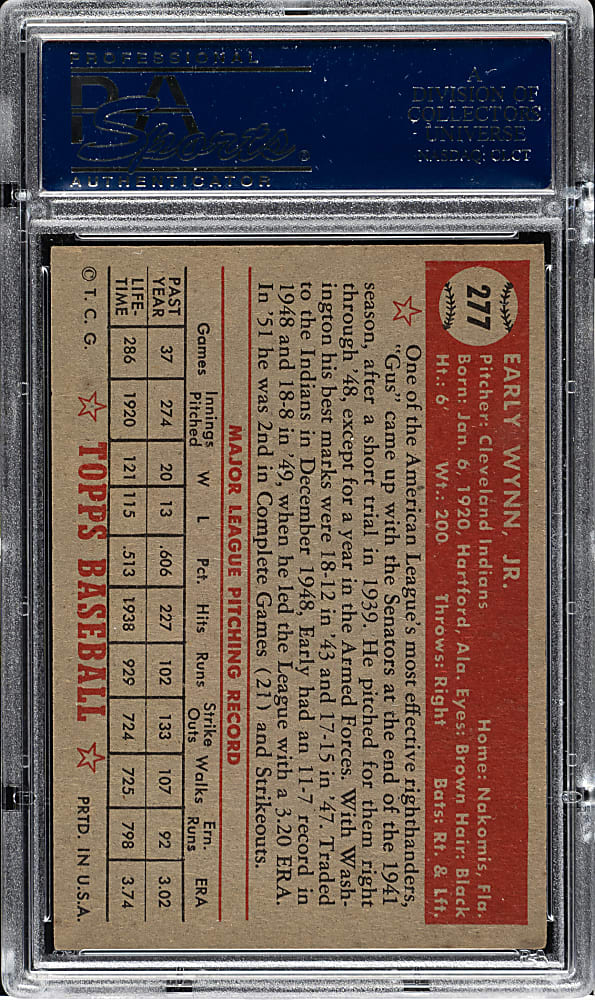 1952 Topps #277 Early Wynn PSA NM 7