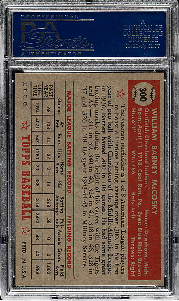 1952 Topps #300 Barney McCosky PSA NM-MT+ 8.5