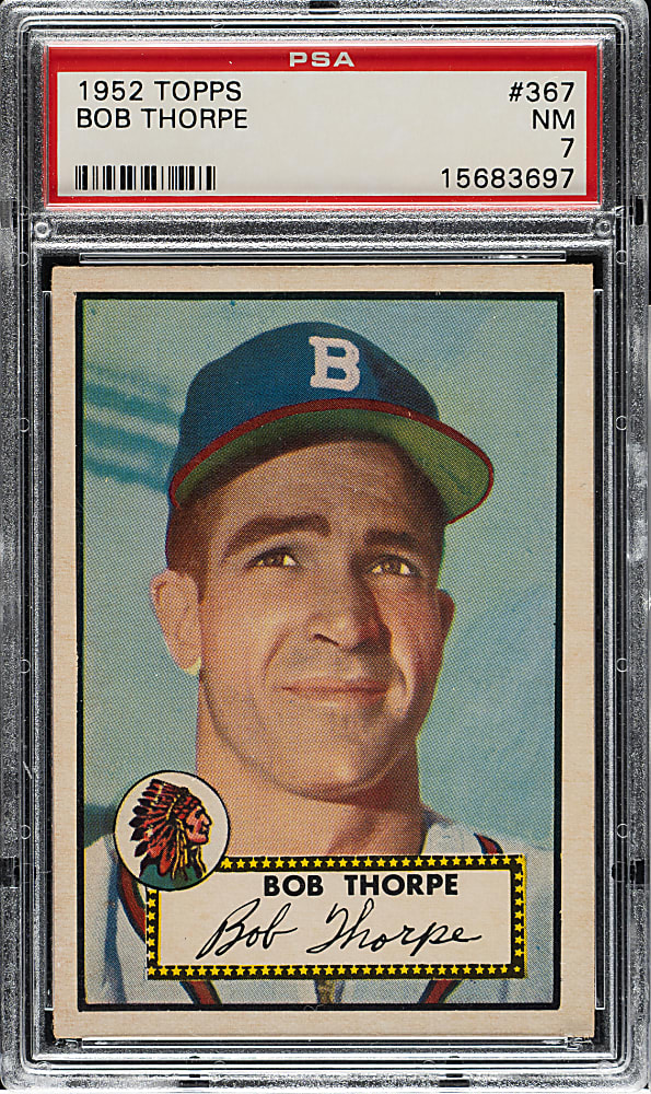 1952 Topps #367 Bob Thorpe High Number PSA NM 7