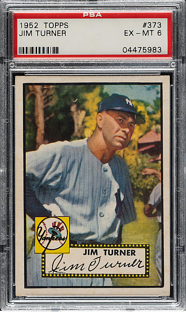1952 Topps #373 Jim Turner High Number PSA EX-MT 6