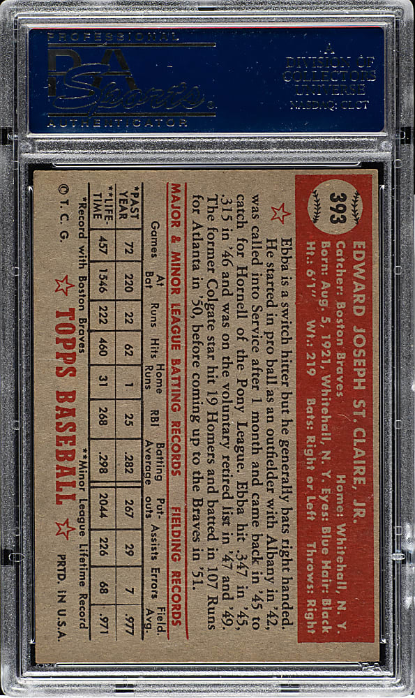 1952 Topps #393 Ebba St. Claire High Number PSA NM 7