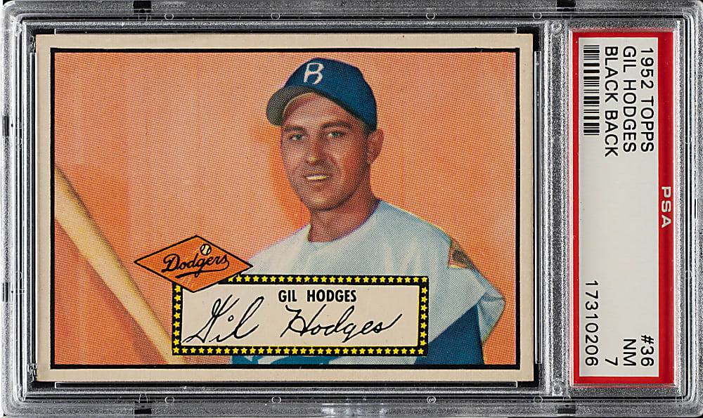 1952 Topps #36 Gil Hodges Black Back PSA NM 7