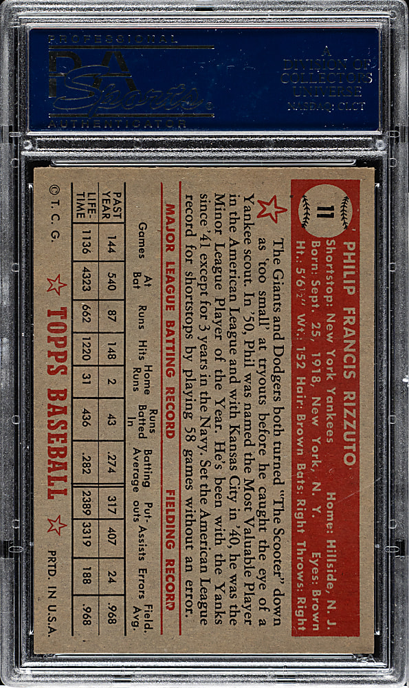 1952 Topps #11 Phil Rizzuto PSA NM 7