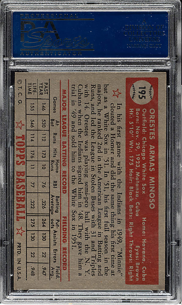 1952 Topps #195 Minnie Minoso Rookie PSA NM+ 7.5