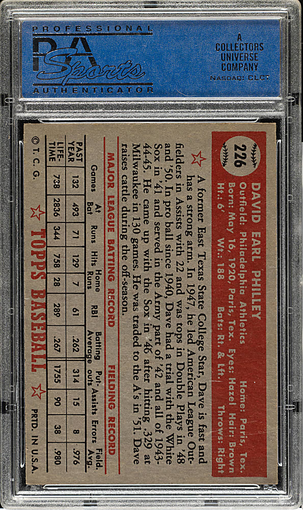 1952 Topps #226 Dave Philley PSA NM-MT 8