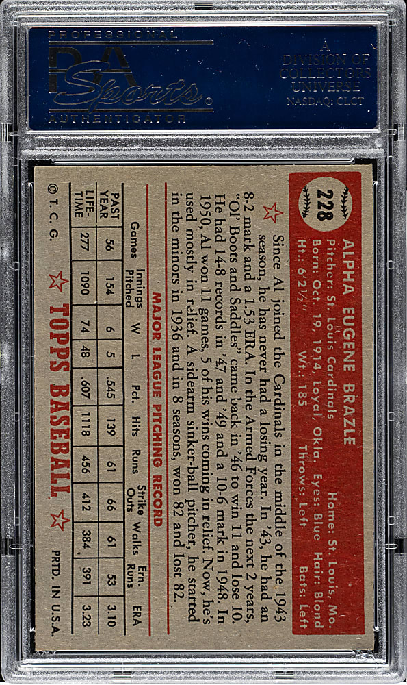 1952 Topps #228 Al Brazle PSA NM-MT 8