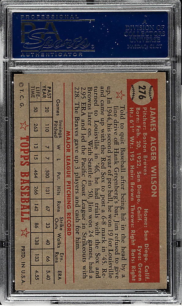 1952 Topps #276 Jim Wilson PSA NM-MT 8