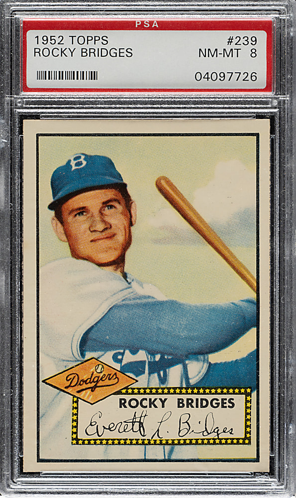 1952 Topps #239 Rocky Bridges PSA NM-MT 8