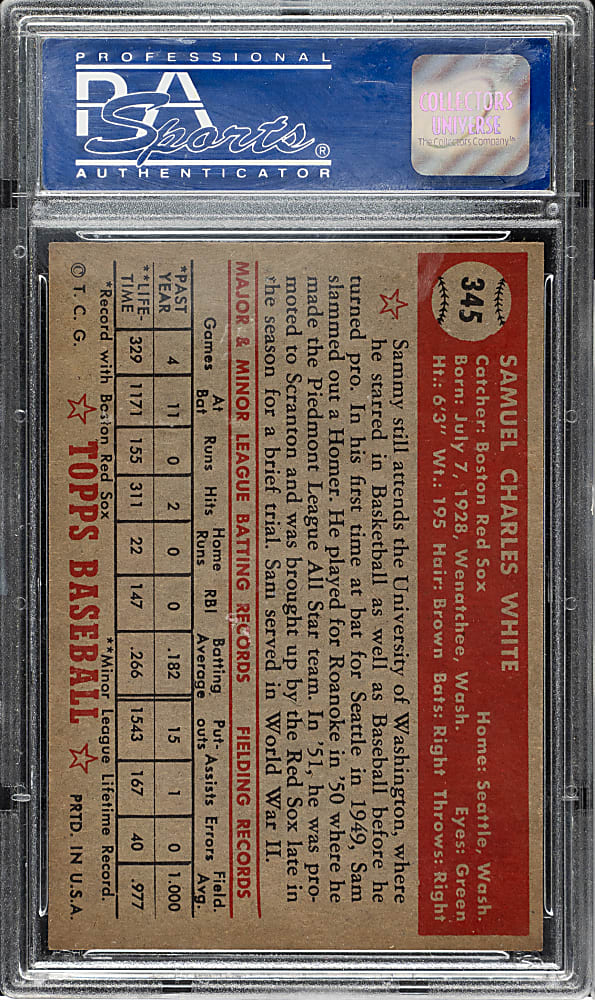 1952 Topps #345 Sam White High Number PSA NM-MT 8