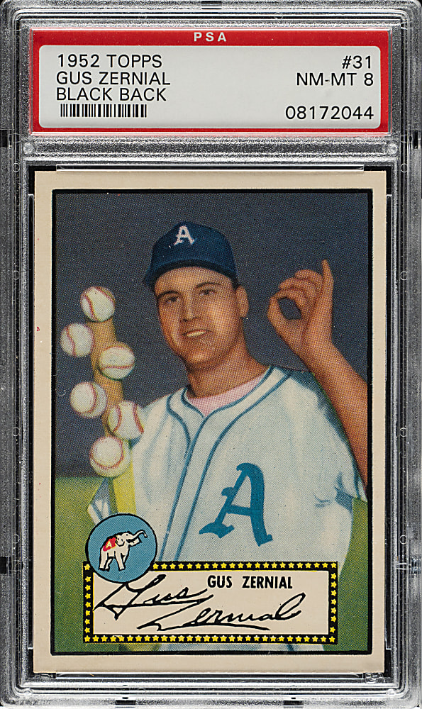 1952 Topps #31 Gus Zernial Black Back PSA NM-MT 8