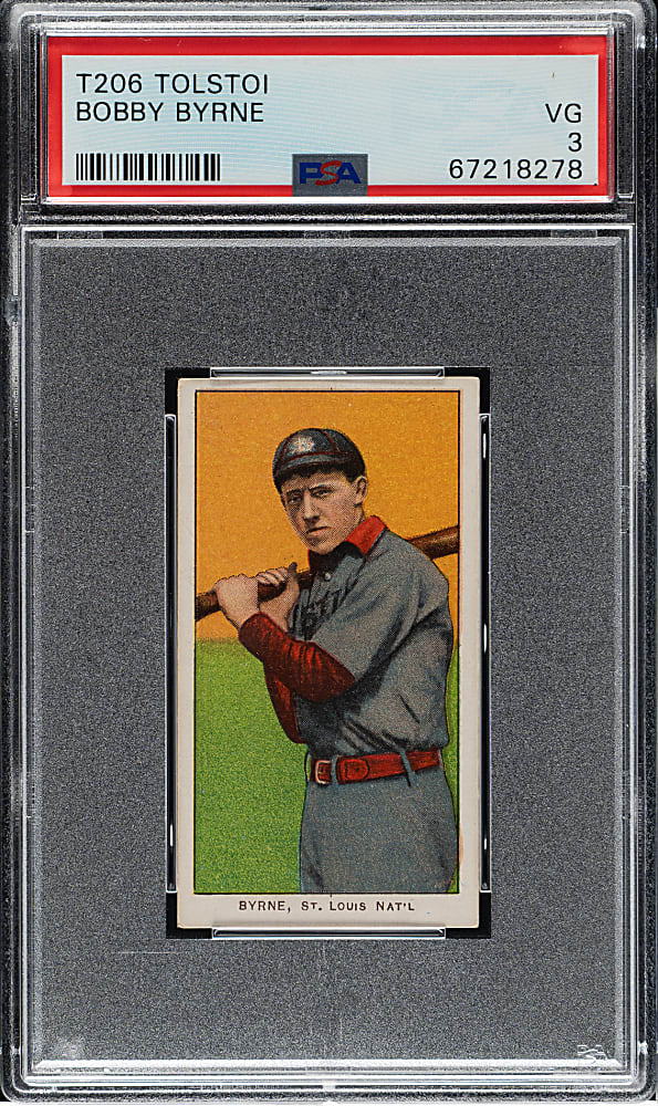 1909-1911 T206 White Border Bobby Byrne PSA VG 3 - Tolstoi Back