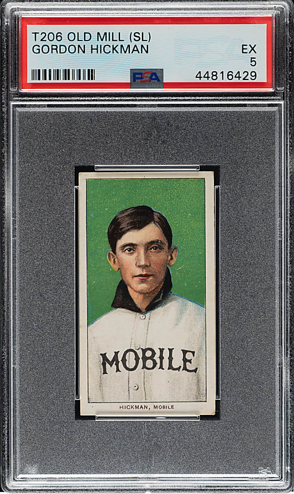1909-1911 T206 White Border Gordon Hickman Southern Leaguer PSA EX 5 - Old Mill Back